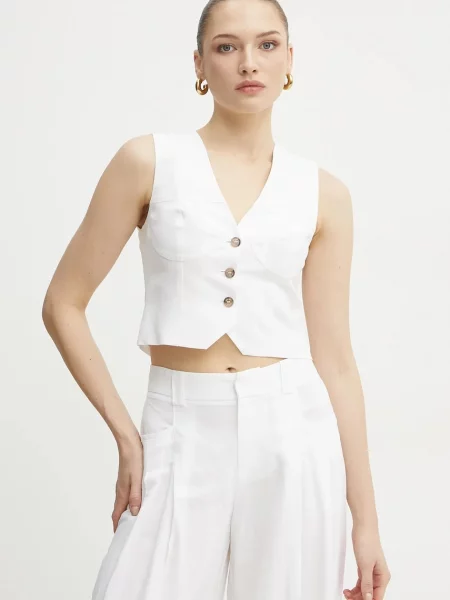 Ermanno Scervino vestă cu amestec de in un singur rand de alb