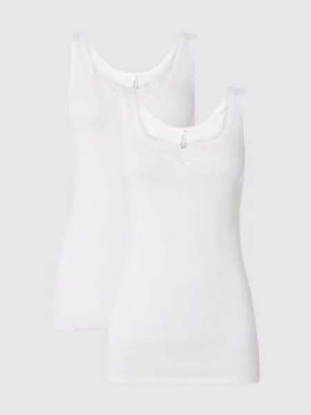 Koszulka na ramiączkach z koronką w zestawie 2 szt. Schiesser biała