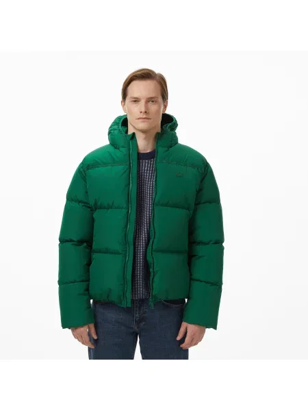 Lacoste Kurtka Z Kapturem Relaxed Fit zielona