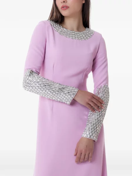 Rochie maxi Dina Melwani de cristal roz