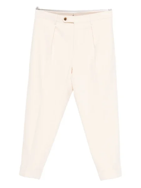 Pantaloni Berwich plisate alb