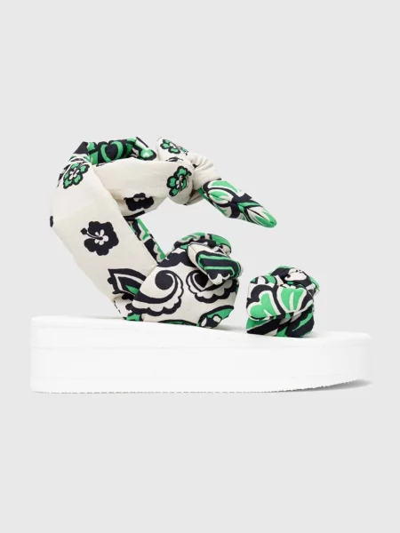 Сандали Red Valentino зелено с платформа червено