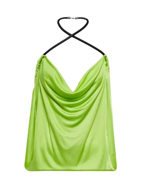 Top The Attico skórzany zielony