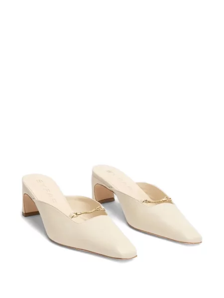Papuci tip mules By Far din piele alb