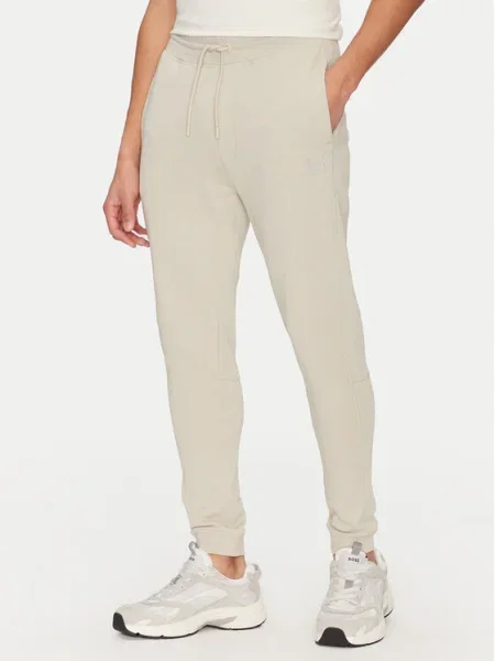 Меланжирани панталон Boss Orange с принт бежово