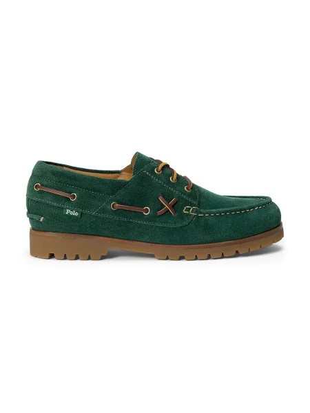 Polo Ralph Lauren mocasini pentru bărbați din piele întoarsă Ranger Deck verde
