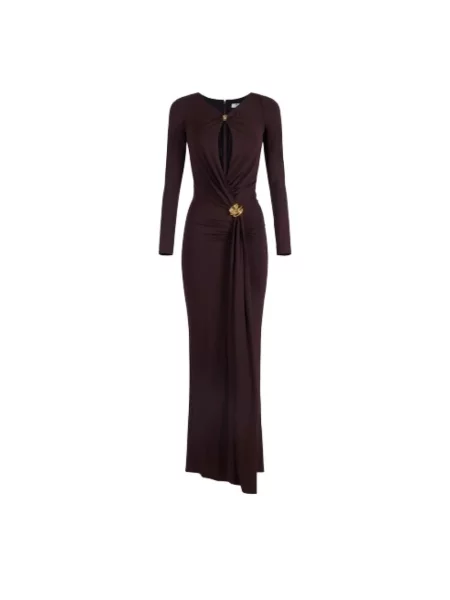 Sukienka maxi Elisabetta Franchi z dżerseju brązowa