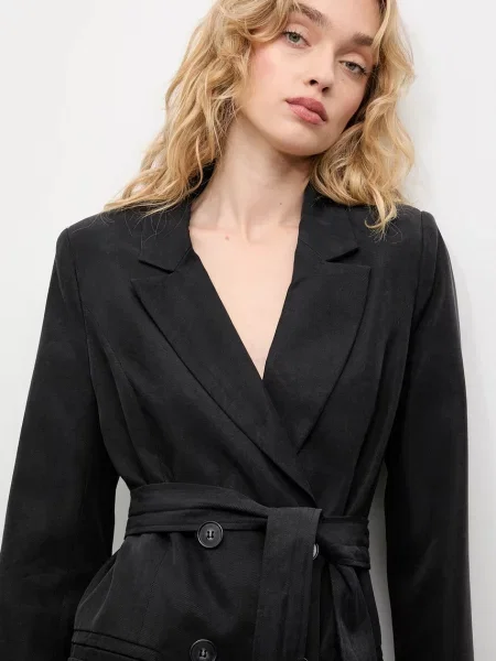 Однотонный двубортный пиджак Answear.lab черный
