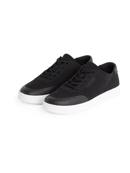 Sneakerși Calvin Klein cu șireturi tricotate negru