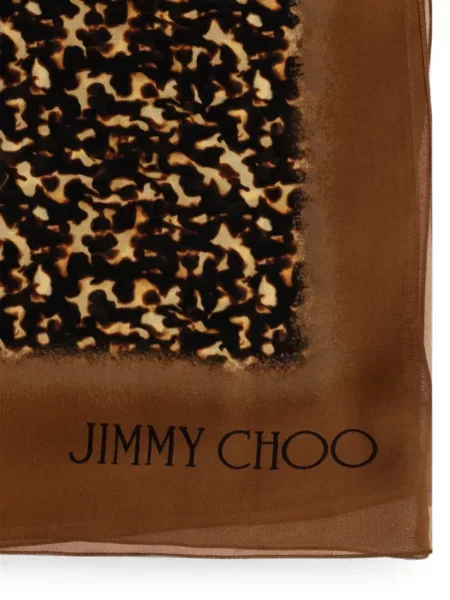 Μεταξωτός κασκόλ Jimmy Choo καφέ