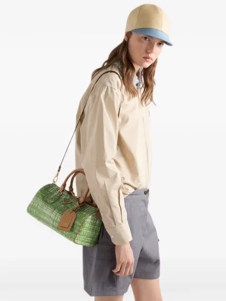 Top Prada din piele verde