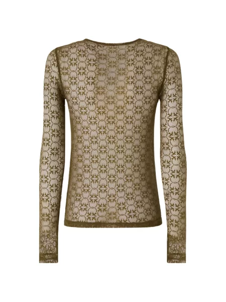 Lung top Pinko din dantelă verde