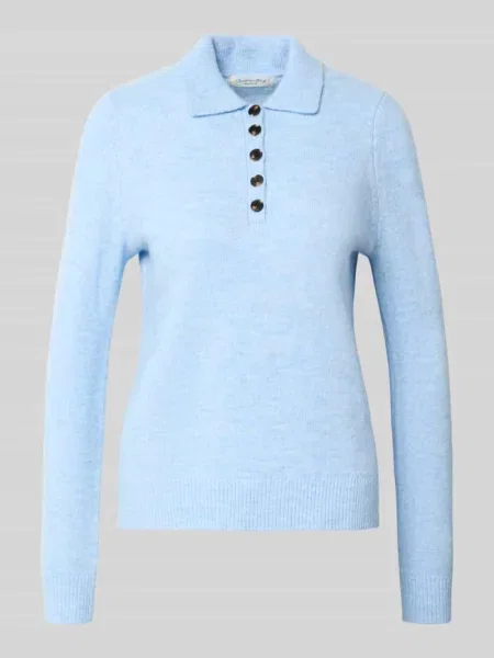 Sweter z dzianiny z kołnierzykiem polo i listwą guzikową Christian Berg Woman