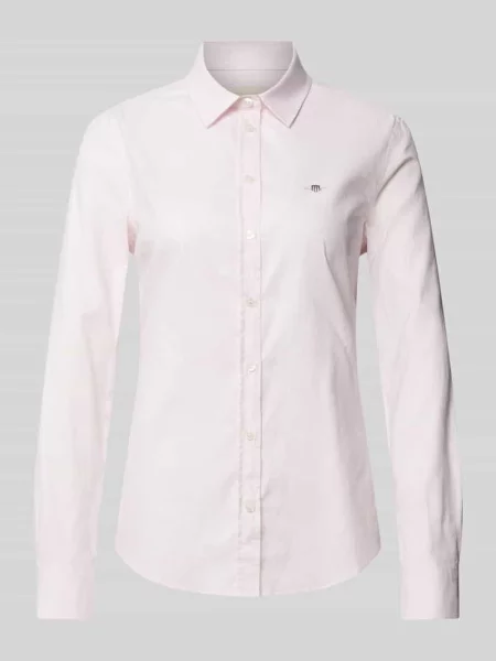 Bluzka koszulowa o kroju slim fit z wyhaftowanym logo Gant różowa
