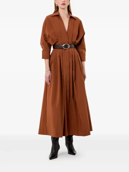 Rochie midi Nicholas plisată până la genunchi de costum portocaliu