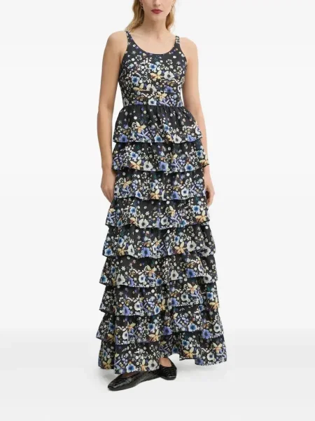 Rochie maxi Munthe cu model floral de costum negru