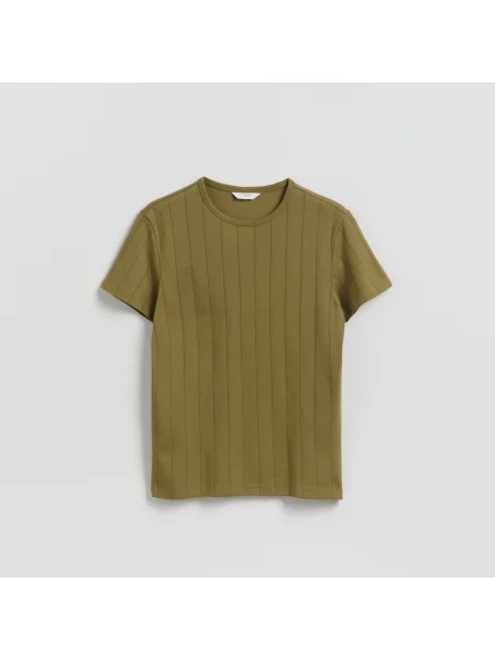 Reserved Tričko slim fit světle olivová