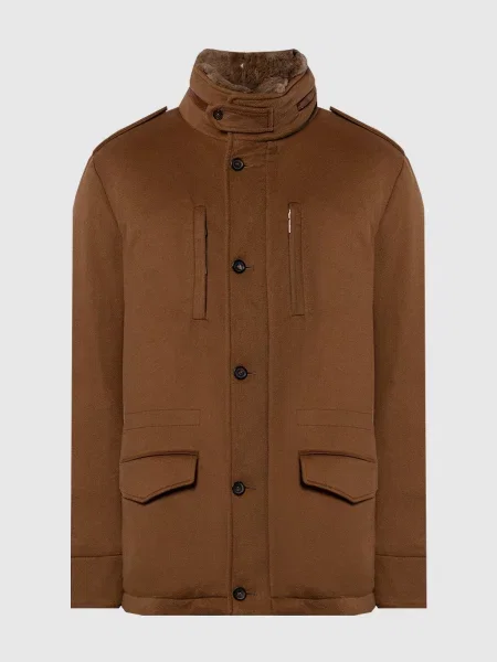 Пальто з вовни з хутром норки Colombo коричневе