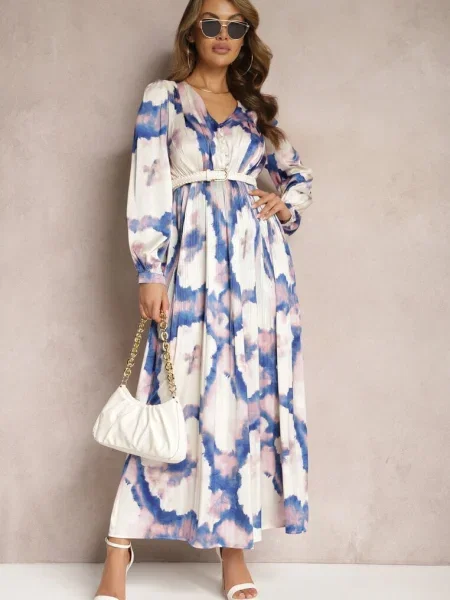 Bej-Mov Maxi Rochie Satin Cloș Velian bej