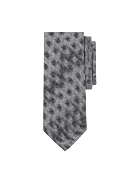 Krawat Brooks Brothers wełniany w jodełkę szary