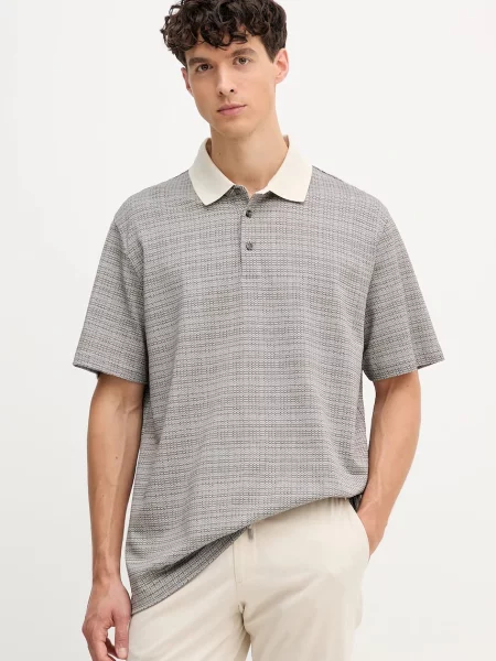 BOSS polo biały wzorzysty szare