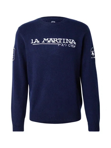 La Martina Pulover bleumarin alb