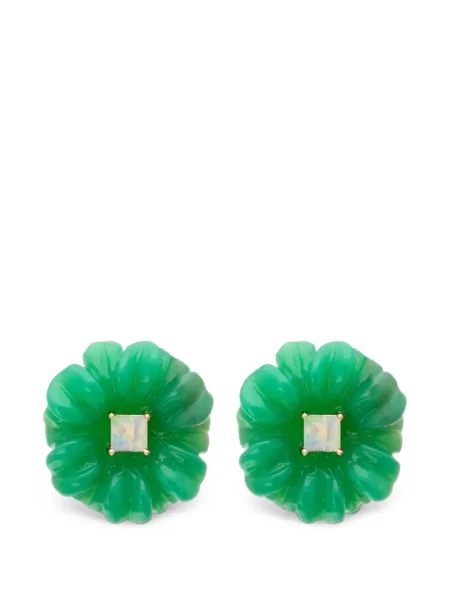 Cercei Aliita cu model floral verde