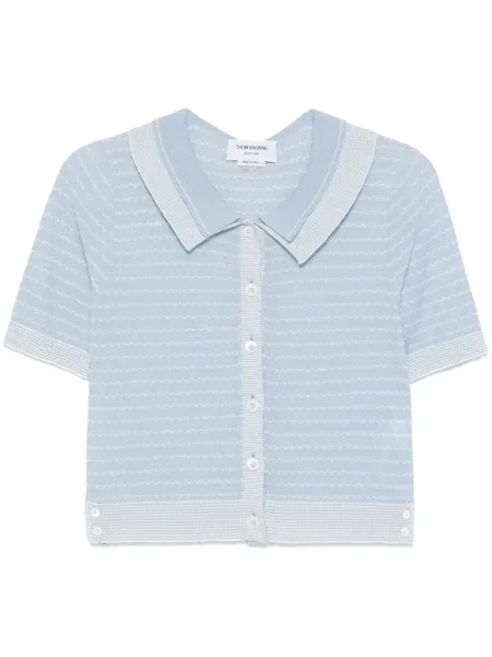 Cardigan Thom Browne cu dungi albastru