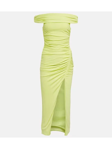 Rochie midi Self-portrait până la genunchi cu umerii deschiși de costum verde