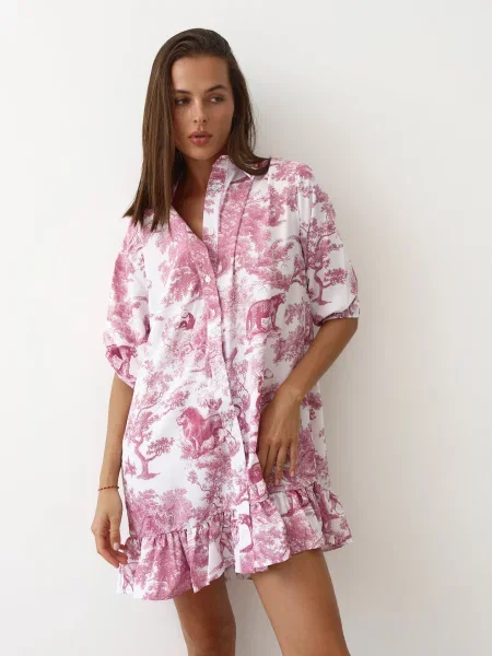 Сукня міні MON VOL червоний/білий віскоза/поліестер біла