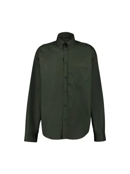 Lniana koszula Balenciaga z logo zielona