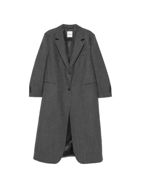 Stras palton Sandro cu model herringbone gri