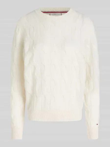 Sweter w kroju regular fit z czystej wełny Tommy Hilfiger biały