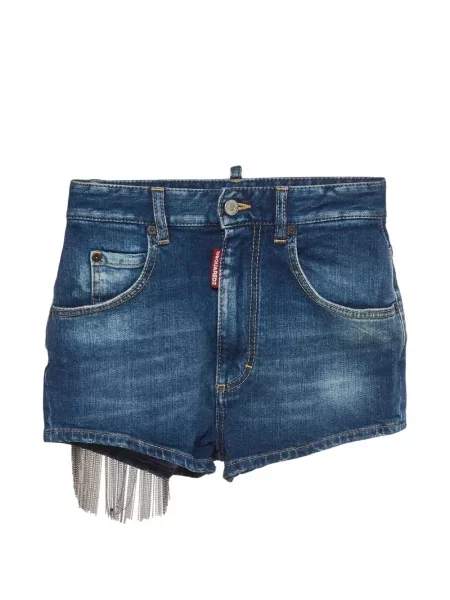 Pantaloni scurți din denim Dsquared2 cu franjuri albastru