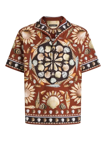 Cămașă Dolce & Gabbana cu mâneci scurte scurtă maro