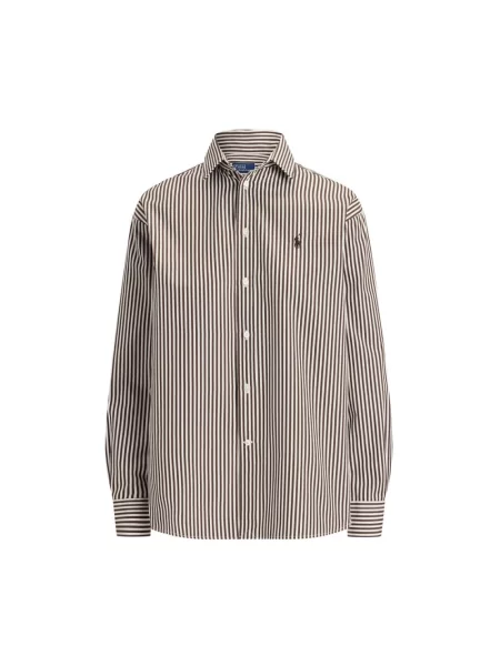 Koszula Polo Ralph Lauren w paski z paskiem brązowa