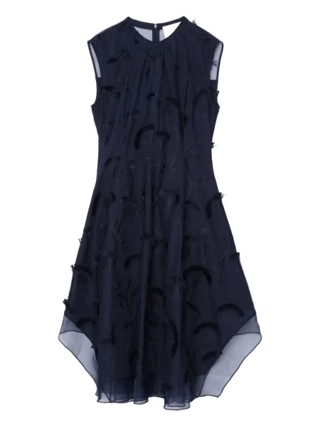 Haftowana sukienka midi 3.1 Phillip Lim bez rękawów w kwiatki niebieska