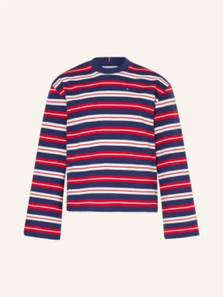 Tommy Hilfiger Tričko S Dlouhým Rukávem tmavě modrá / červená bílá