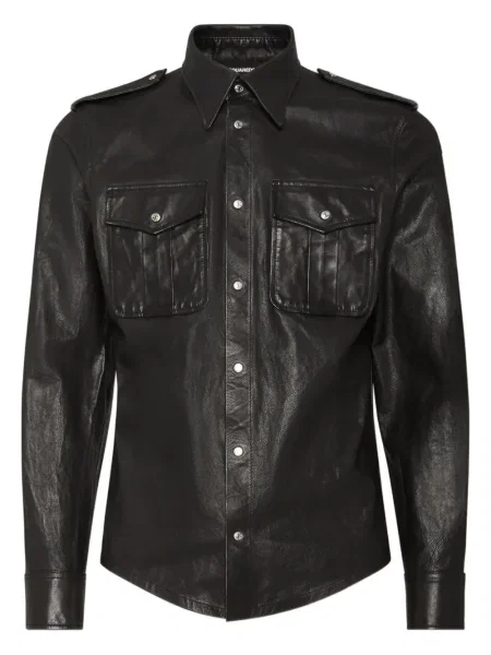 Cămașă Dsquared2 din piele negru