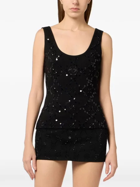 Top Philipp Plein cu model floral negru