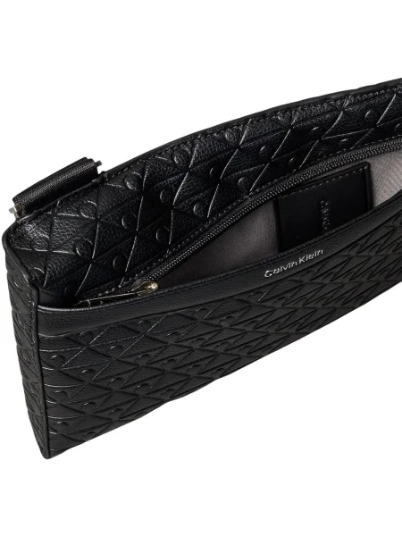Calvin Klein Ľadvinka Emblem Aop Emboss Square Sling čierna