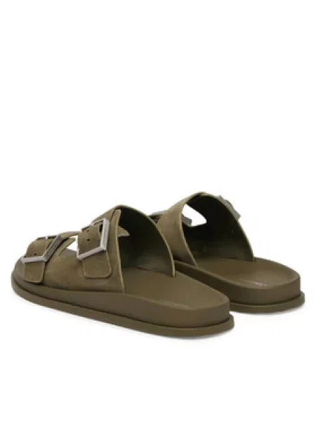 Šľapky Calvin Klein City Sandal Buckle Suede zelená