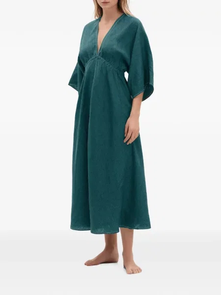 Rochie maxi Eres cu decolteu în V verde