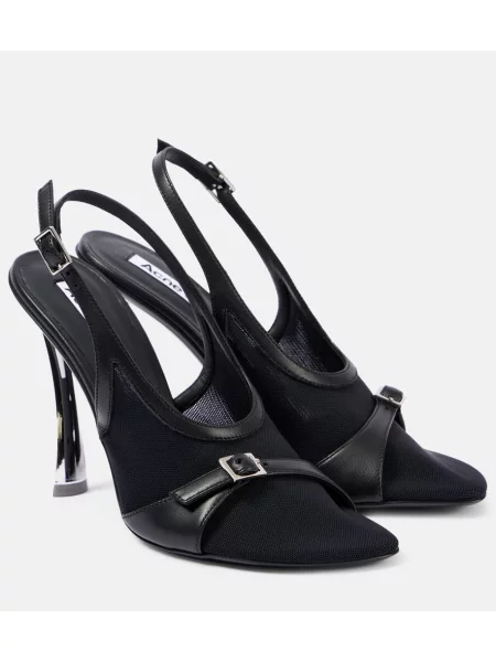 Pantofi cu toc Acne Studios plasă slingback negru
