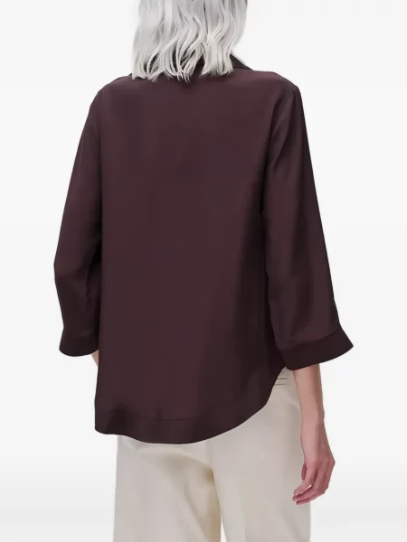 Bluza Benetton s V-izrezom 3/4 rukavi smeđa