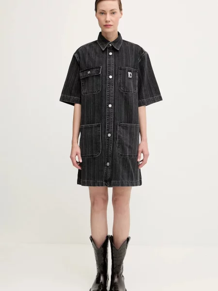 Carhartt WIP rochie jeans W Rylan mini drept negru