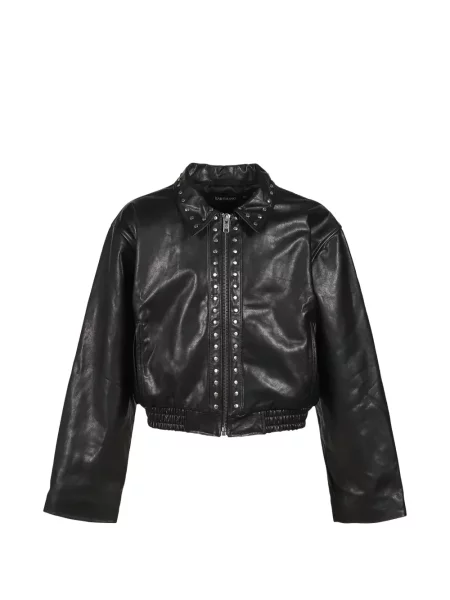 Geanta de piele Earthling Collective cu tepi negru