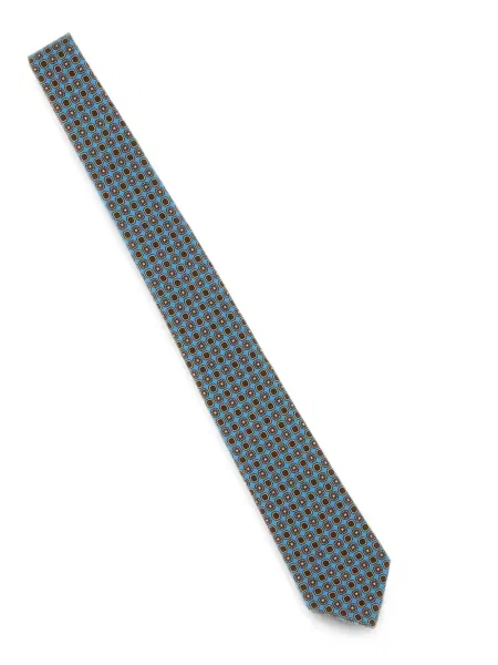 Cravată Kiton cu imprimeu geometric albastru