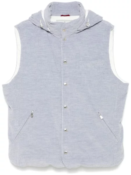 Vestă din puf Brunello Cucinelli de catifea cord gri