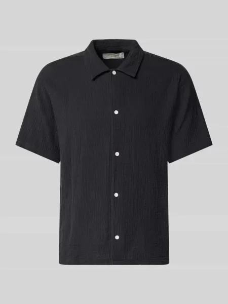 Koszula casualowa o kroju regular fit z kołnierzykiem kent Jack & Jones czarna